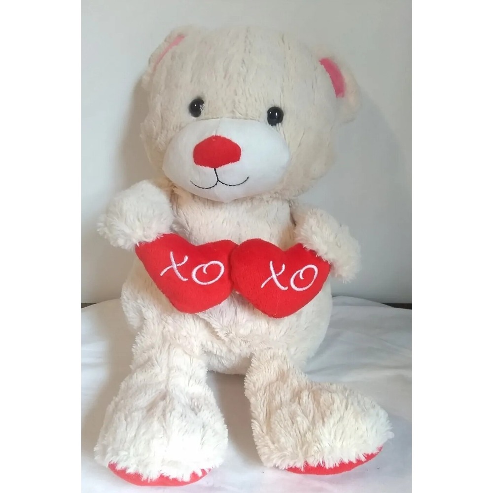 Plush Teddy Bear Animal Adventure  Stuffed XOXO  White‎ Red 13" Soft Toy READ